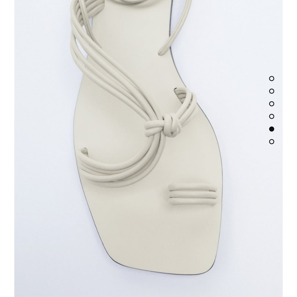 Zara* Tied Flat Sandals White - Picture 3 of 5